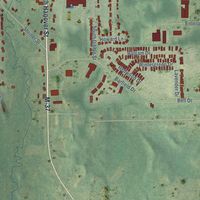 Second close-up of the map of Hastings, Michigan print showing more streets and buildings