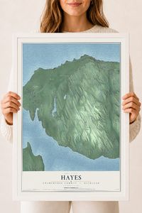 Map of Hayes, Charlevoix County, Michigan, 18 x 24 inch print in a white wood frame