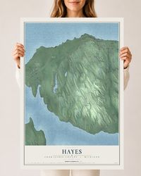 Map of Hayes, Charlevoix County, Michigan, 24 x 36 inch unframed archival matte print