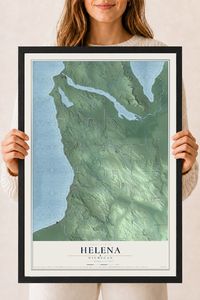 Map of Helena, Michigan, 18 x 24 inch print in a black wood frame