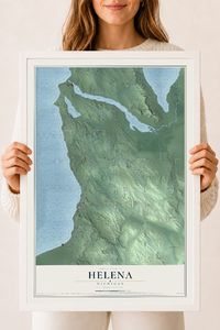Map of Helena, Michigan, 18 x 24 inch print in a white wood frame