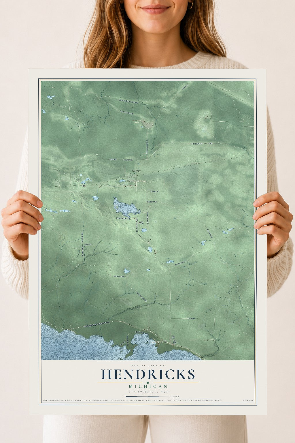 Map of Hendricks, Michigan, 18 x 24 inch unframed archival matte print
