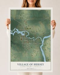 Map of Hersey, Michigan, 24 x 36 inch unframed archival matte print