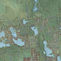 Second close-up of the map of Highland, Oakland County, Michigan print showing more streets and buildings