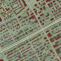 Close-up of the map of Highland Park, Michigan print showing street and building detail
