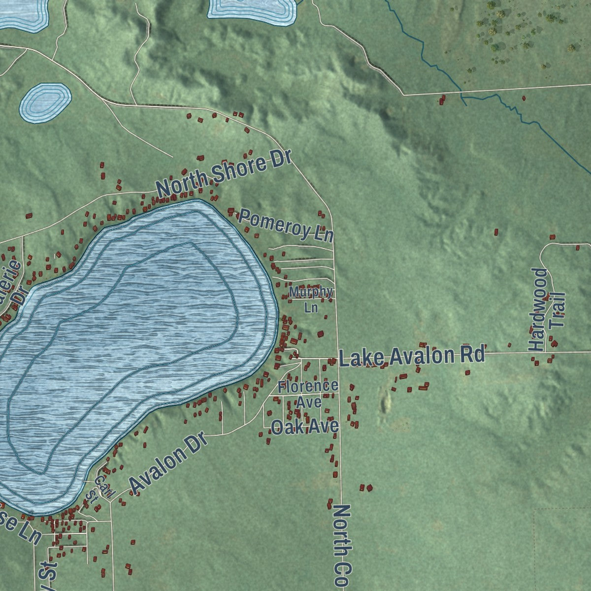 Close-up of the map of Hillman, Montmorency County, Michigan print showing street and building detail