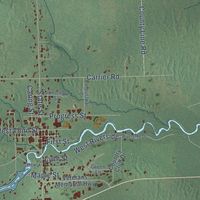 Second close-up of the map of Hillman, Montmorency County, Michigan print showing more streets and buildings