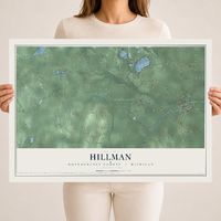 Map of Hillman, Montmorency County, Michigan, 18 x 24 inch unframed archival matte print