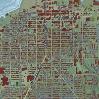 Close-up of the map of Holland, Allegan County, Michigan print showing street and building detail
