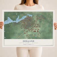 Map of Holland, Allegan County, Michigan, 18 x 24 inch unframed archival matte print