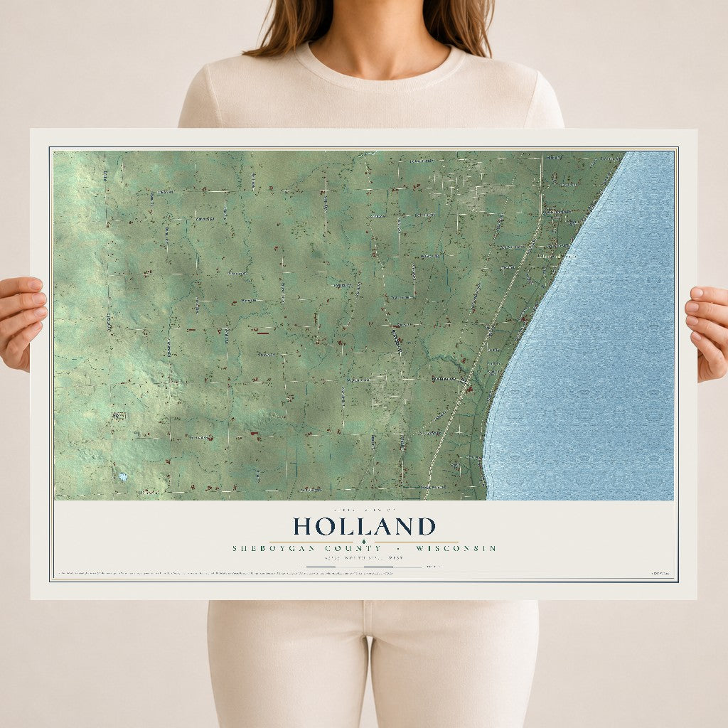 Map of Holland, Sheboygan County, Wisconsin, 18 x 24 inch unframed archival matte print