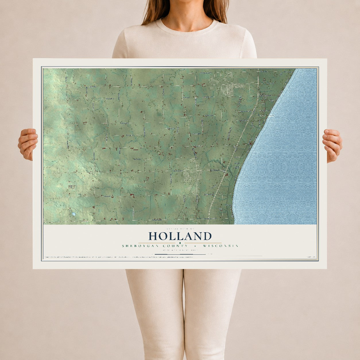 Map of Holland, Sheboygan County, Wisconsin, 24 x 36 inch unframed archival matte print