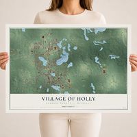 Map of Holly, Michigan, 18 x 24 inch unframed archival matte print
