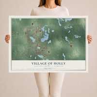 Map of Holly, Michigan, 24 x 36 inch unframed archival matte print