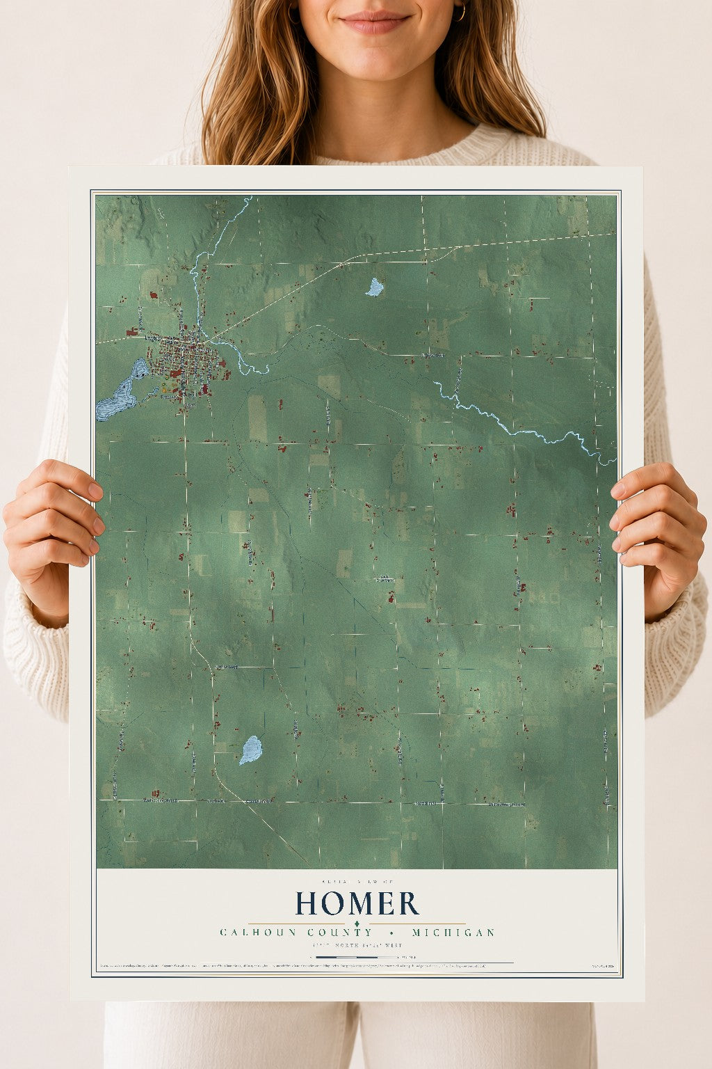 Map of Homer, Calhoun County, Michigan, 18 x 24 inch unframed archival matte print