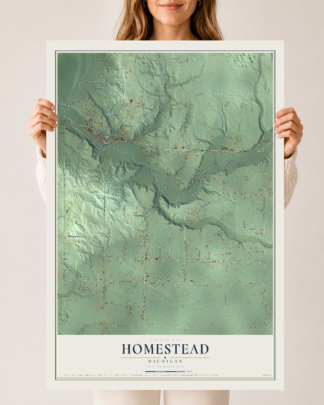 Map of Homestead, Michigan, 24 x 36 inch unframed archival matte print