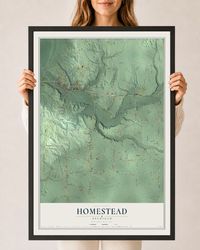 Map of Homestead, Michigan, 24 x 36 inch print in a black wood frame