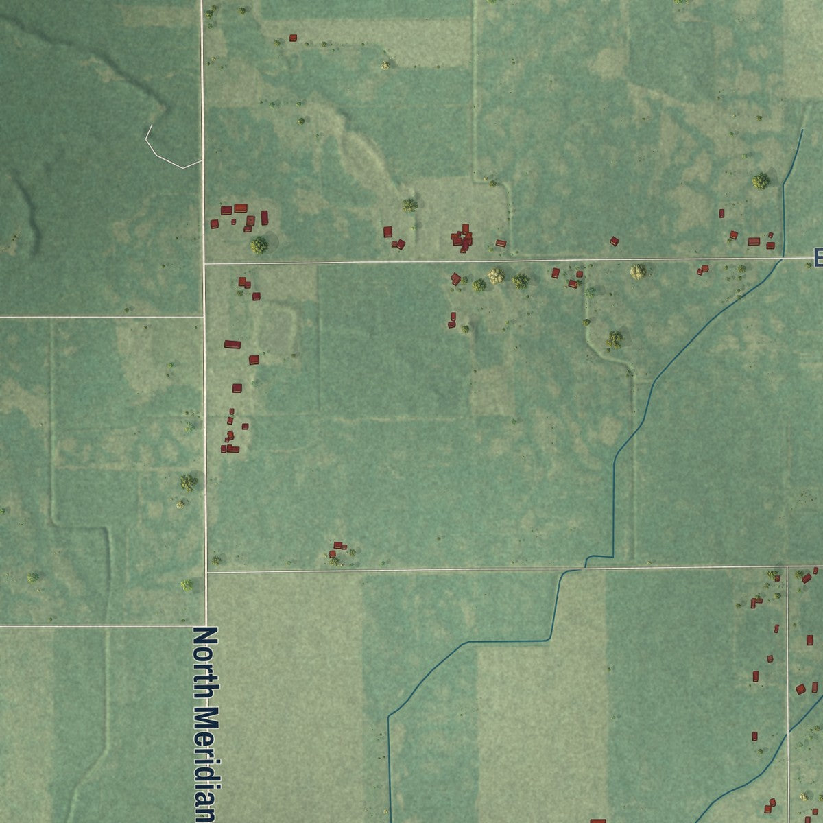Second close-up of the map of Hope, Midland County, Michigan print showing more streets and buildings
