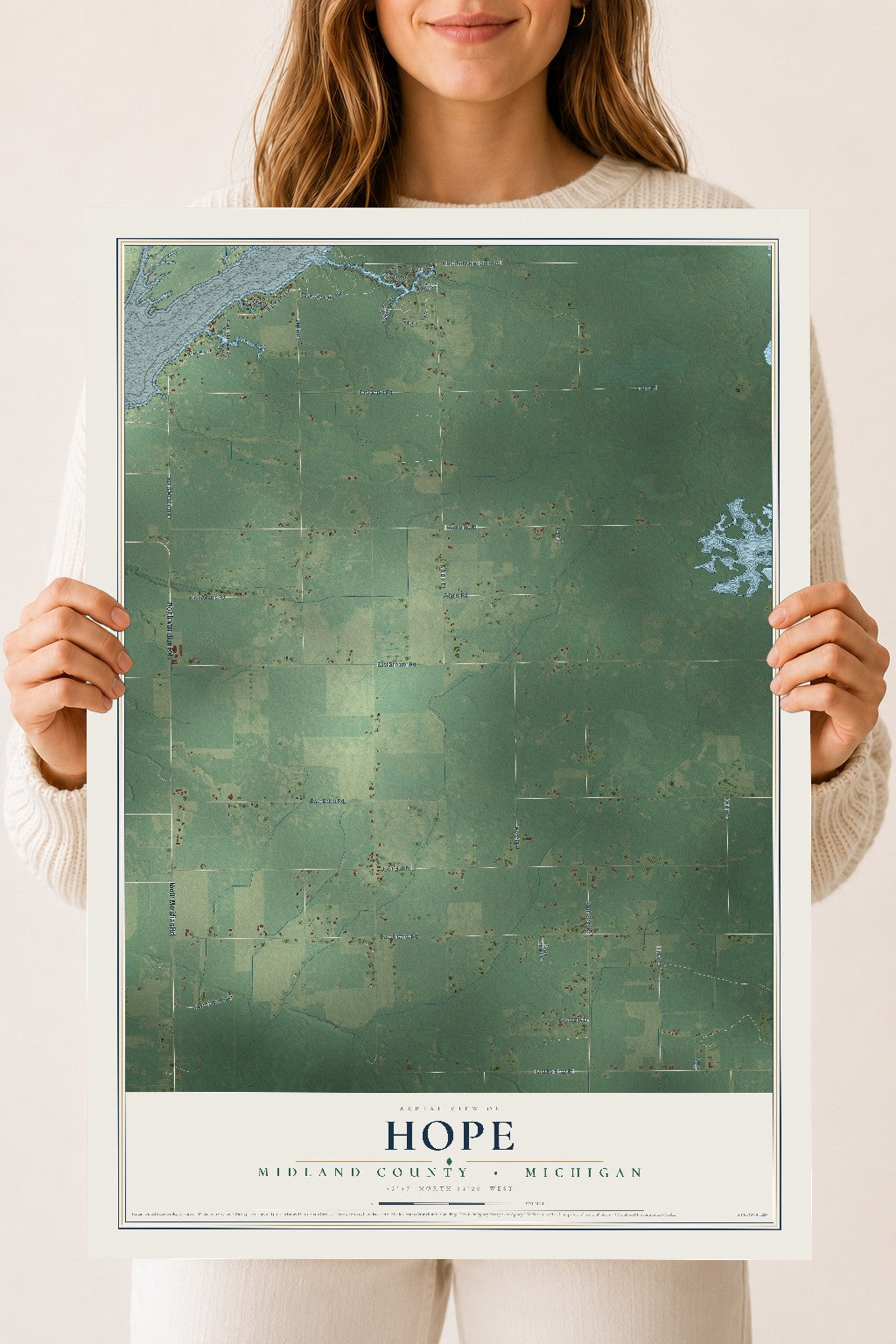 Map of Hope, Midland County, Michigan, 18 x 24 inch unframed archival matte print