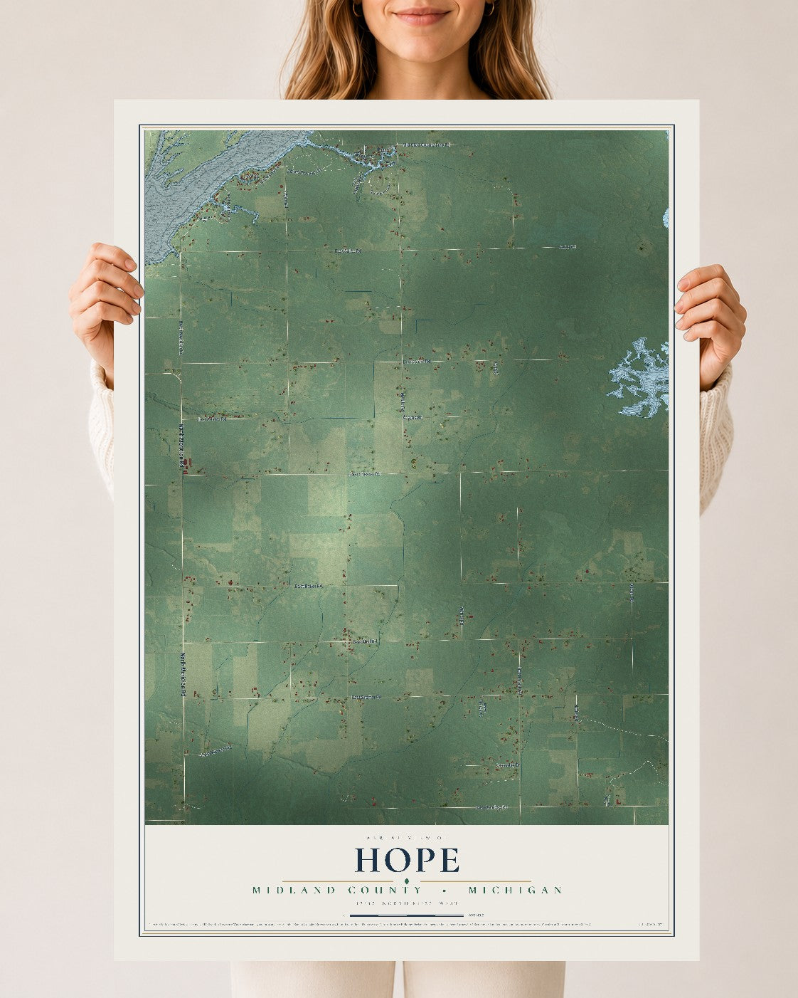 Map of Hope, Midland County, Michigan, 24 x 36 inch unframed archival matte print