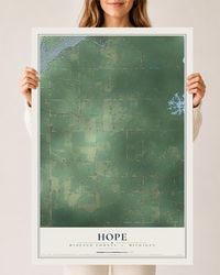 Map of Hope, Midland County, Michigan, 24 x 36 inch unframed archival matte print