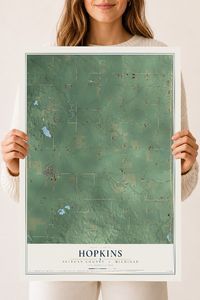 Map of Hopkins, Allegan County, Michigan, 18 x 24 inch unframed archival matte print