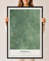 Map of Hopkins, Allegan County, Michigan, 24 x 36 inch print in a black wood frame