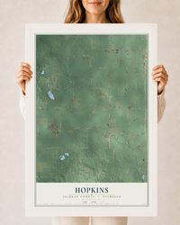 Map of Hopkins, Allegan County, Michigan, 24 x 36 inch print in a white wood frame