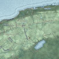 Close-up of the map of Houghton, Keweenaw County, Michigan print showing street and building detail