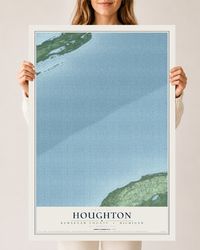 Map of Houghton, Keweenaw County, Michigan, 24 x 36 inch unframed archival matte print