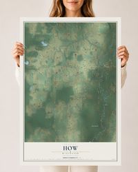 Map of How, Wisconsin, 24 x 36 inch unframed archival matte print