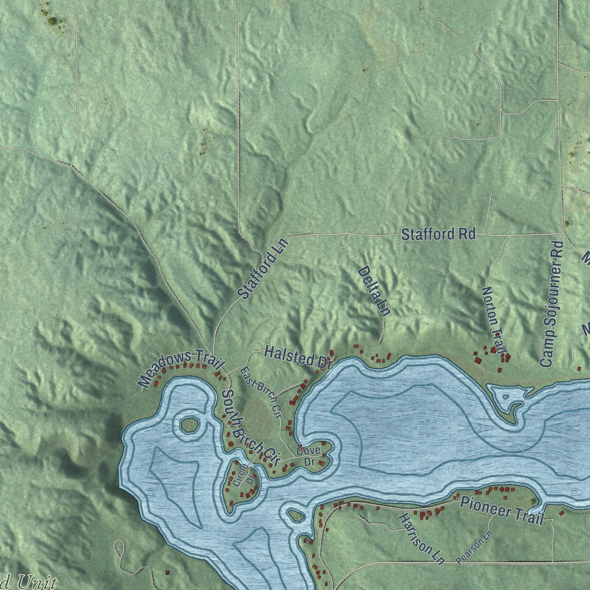 Second close-up of the map of Hudson, Charlevoix County, Michigan print showing more streets and buildings