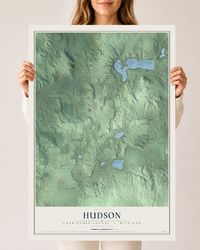 Map of Hudson, Charlevoix County, Michigan, 24 x 36 inch unframed archival matte print