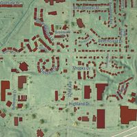 Second close-up of the map of Hudsonville, Michigan print showing more streets and buildings