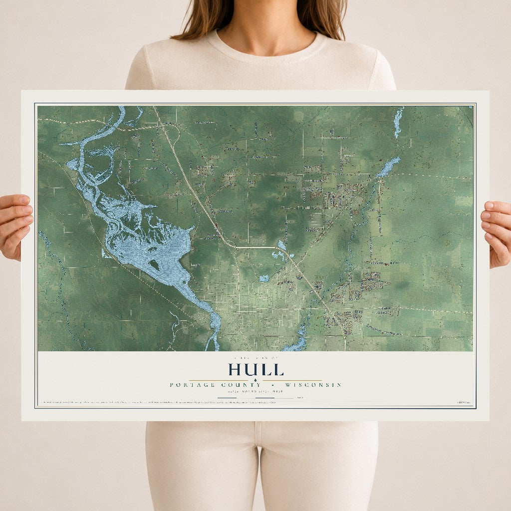 Map of Hull, Portage County, Wisconsin, 18 x 24 inch unframed archival matte print