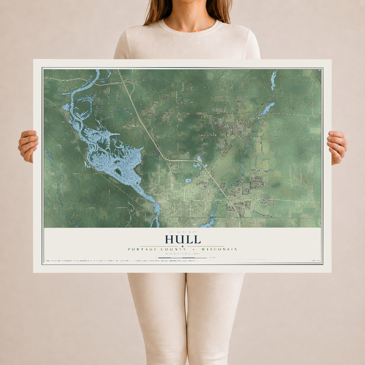 Map of Hull, Portage County, Wisconsin, 24 x 36 inch unframed archival matte print