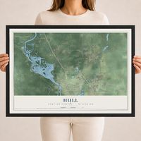 Map of Hull, Portage County, Wisconsin, 18 x 24 inch print in a black wood frame