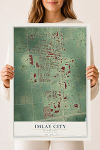 Map of Imlay City, Michigan, 18 x 24 inch unframed archival matte print