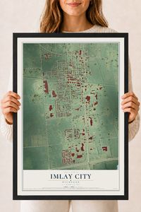Map of Imlay City, Michigan, 18 x 24 inch print in a black wood frame
