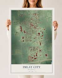 Map of Imlay City, Michigan, 24 x 36 inch unframed archival matte print