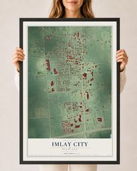 Map of Imlay City, Michigan, 24 x 36 inch print in a black wood frame