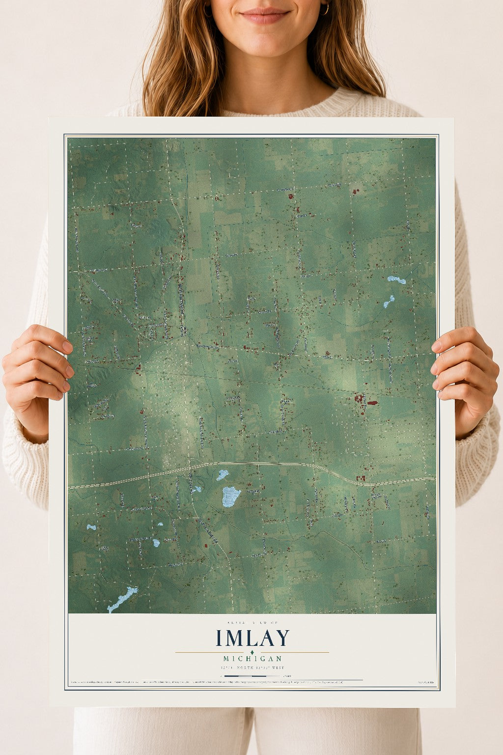 Map of Imlay, Michigan, 18 x 24 inch unframed archival matte print