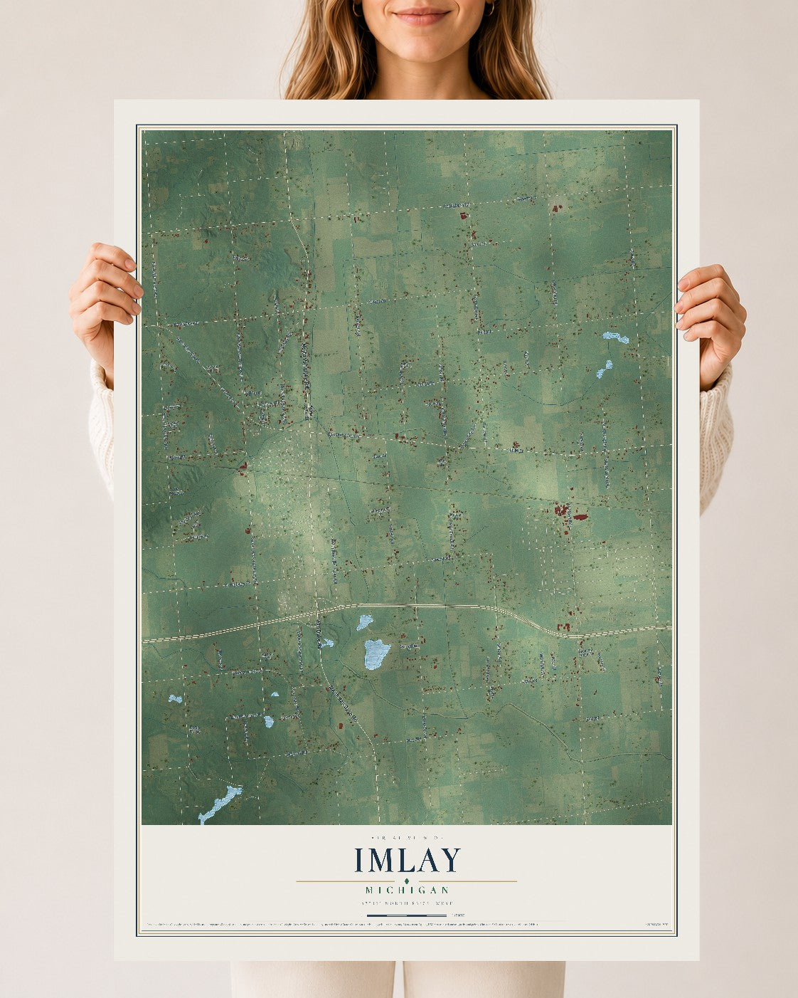 Map of Imlay, Michigan, 24 x 36 inch unframed archival matte print
