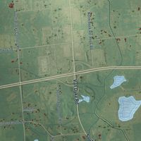 Close-up of the map of Imlay, Michigan print showing street and building detail