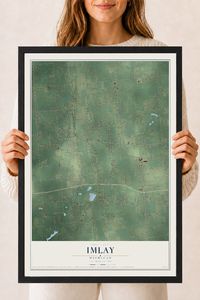 Map of Imlay, Michigan, 18 x 24 inch print in a black wood frame