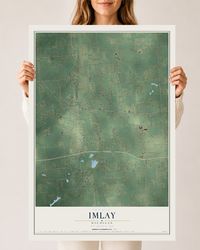 Map of Imlay, Michigan, 24 x 36 inch unframed archival matte print