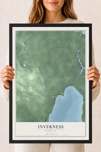 Map of Inverness, Michigan, 18 x 24 inch print in a black wood frame