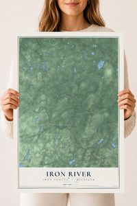 Map of Iron River, Iron County, Michigan, 18 x 24 inch unframed archival matte print