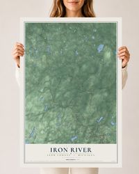 Map of Iron River, Iron County, Michigan, 24 x 36 inch unframed archival matte print