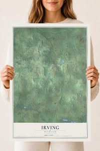Map of Irving, Michigan, 18 x 24 inch unframed archival matte print